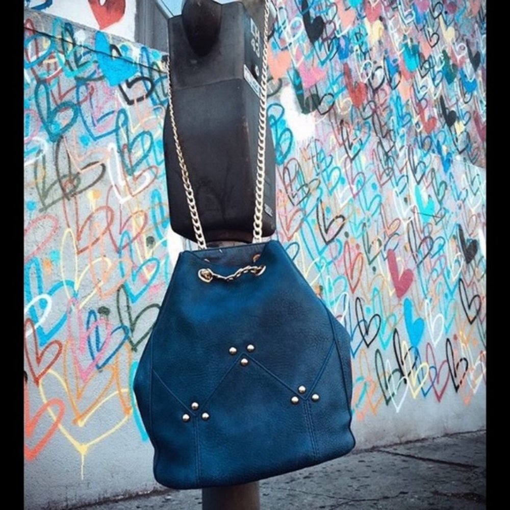 Blue Unique Metal Should Strap Crossbody